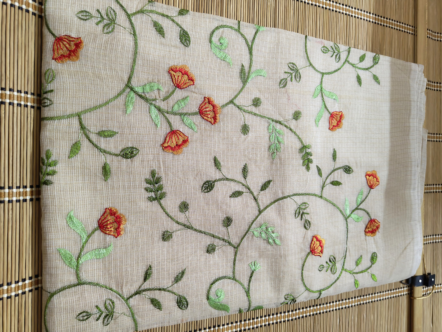 Floral Print Elegant, Beautiful and Classic Kota saree for office/casual/dailywear-Nude