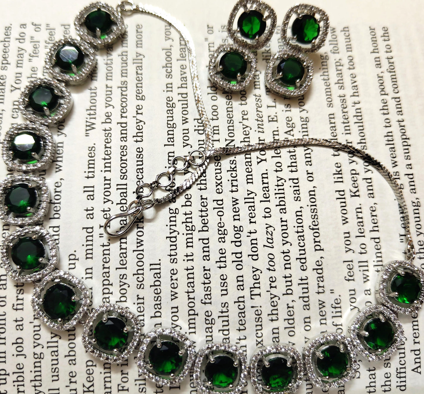 Beautiful and Classic AD Jewellery set-Green