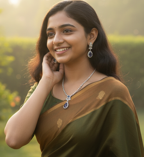 Beautiful and Classic AD Jewellery set-Blue