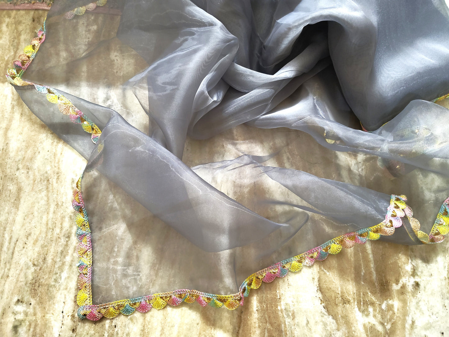 Beautiful and Stylish organza saree(Grey)