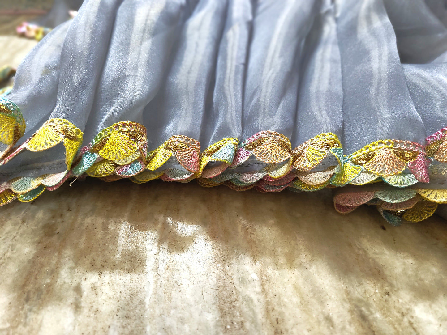 Beautiful and Stylish organza saree(Grey)
