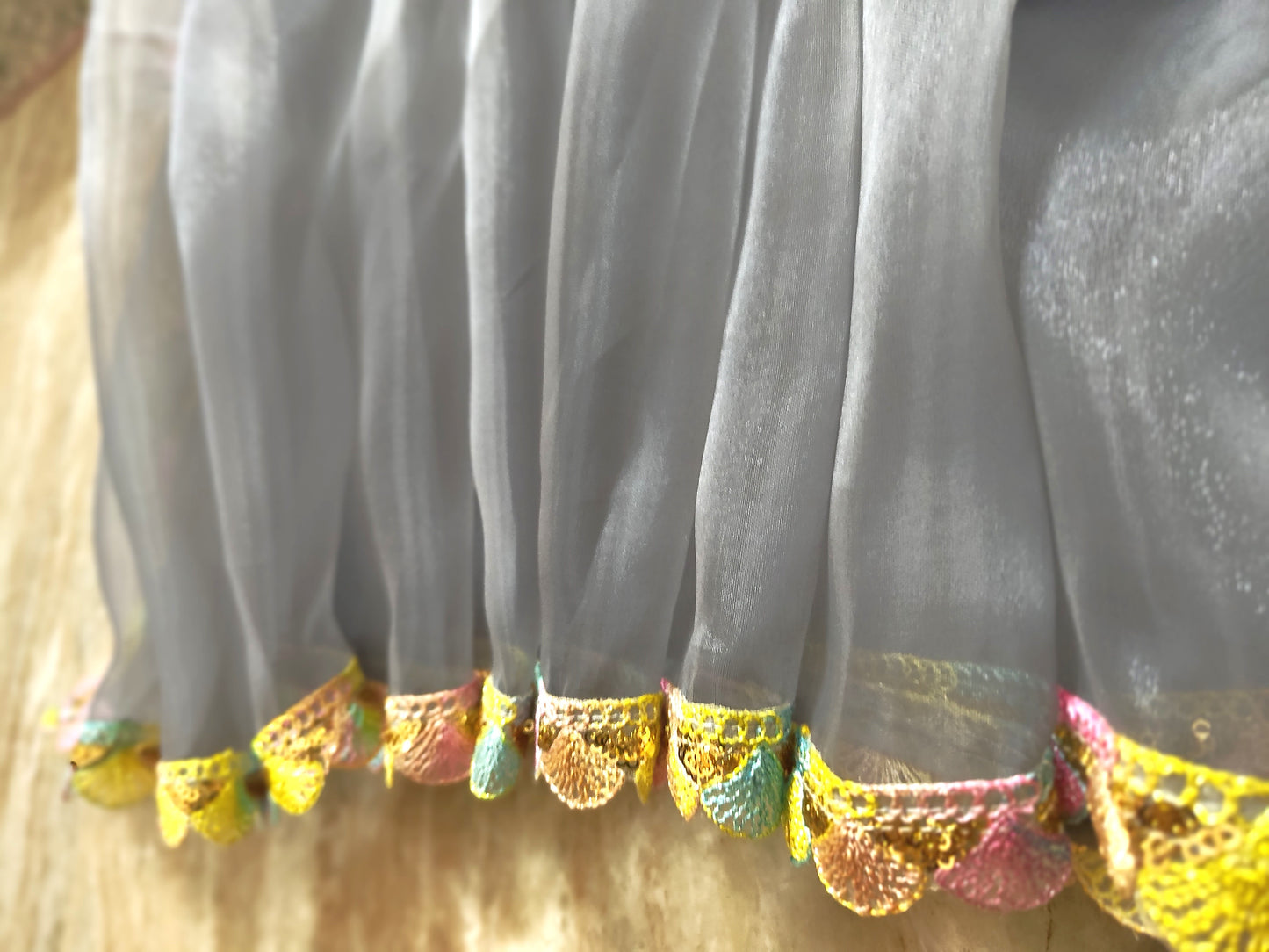Beautiful and Stylish organza saree(Grey)